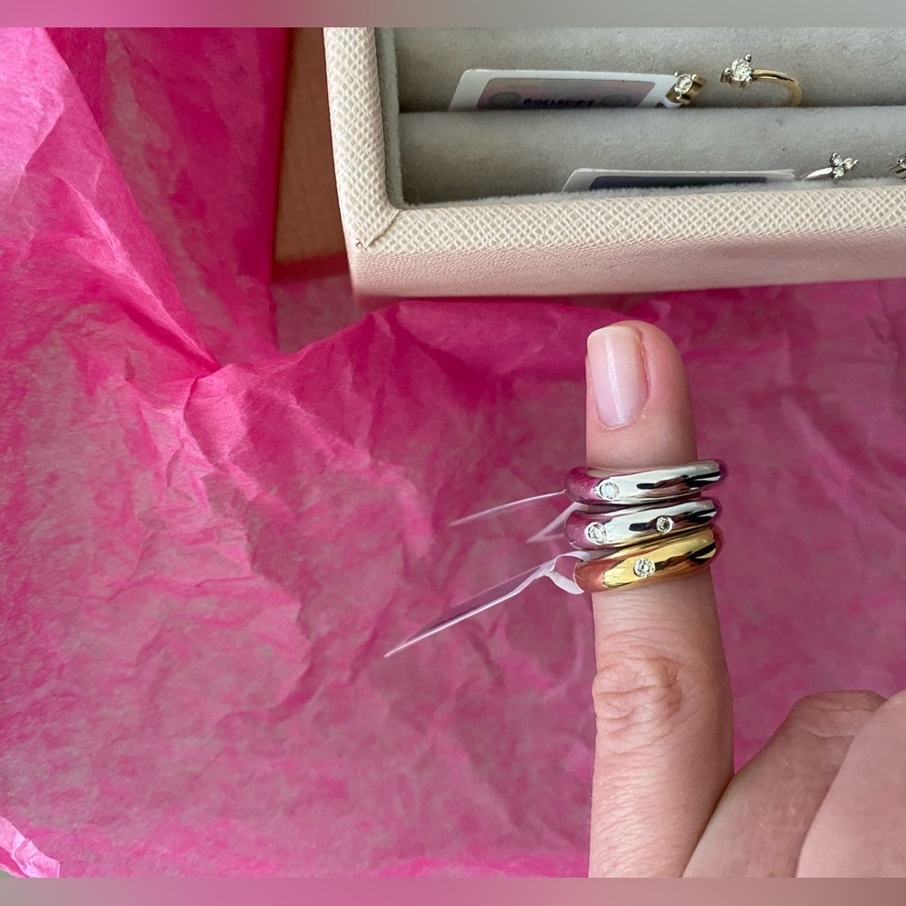 Irregular Melted Shape Silver Ring With 1 Natural… - image 6